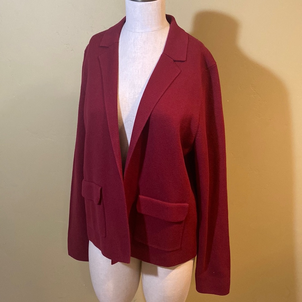 NWOT Banana Republic Blazer Sweater Cardigan Red Long Sleeve L Large Minimalist